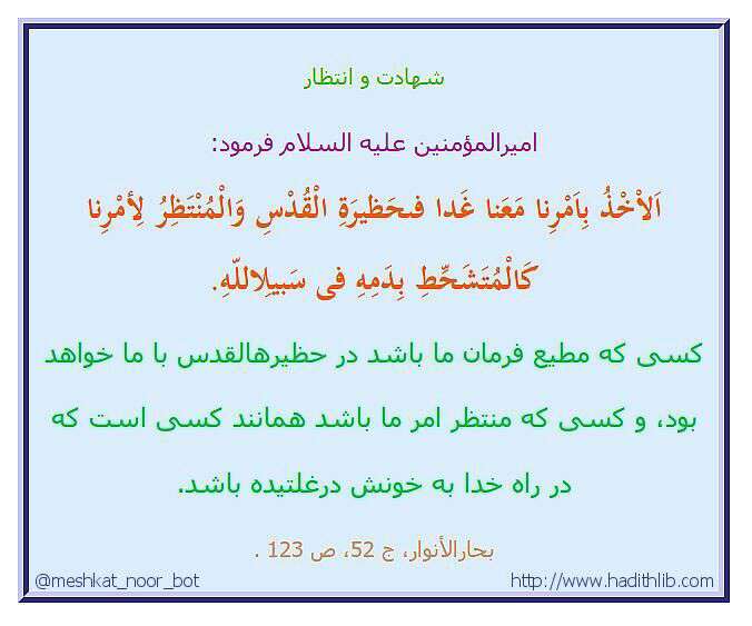 حدیثی از امام علی در مورد شهادت و انتطار